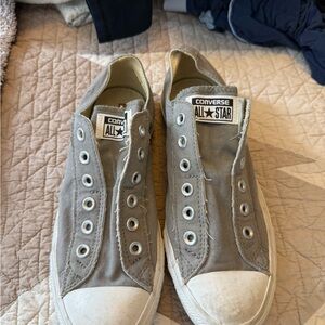 NWOT Converse All Star Slip-On Canvas Sneakers — Gray and White